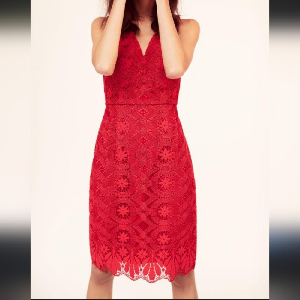 NWT Anthropologie Maeve Camari Lace Red Dress Size 6